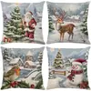 Fundas de Almohada Serie Navideña de Amazon, Cojines de Sofá Estampados de Lino, Fundas de Almohada, Soporte para Personalización con Tu Propio Diseño