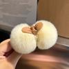 Clip de pelo de conejo perezoso de imitación con forma de bola de pelo pequeña y bonita para otoño e invierno, horquilla de pelo de red roja con parte trasera de felpa, pinza para cola de caballo