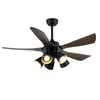 Luz de ventilador vintage estilo francés para sala de estar, luz de ventilador de techo con foco para el hogar, comedor, dormitorio, luz de ventilador de techo integrada con aspas de madera