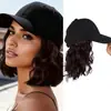 Gorra Negra con Peluca de Cabello Largo y Liso, En Stock, Lista para Enviar, Gorra de Béisbol, Moderna, Realista, Versátil