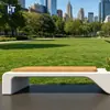 Banco largo simple y ultradelgado de UHPC para parques urbanos y paseos ribereños, banco público de cemento prefabricado, banco de paisajismo