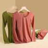 Otoño e Invierno nueva ropa para el cuidado de la piel traje cálido para mujer almacenamiento de calor ultradelgado alta elasticidad pantalones sin costuras camisa interior de manga larga