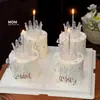 Decoração de Bolo para o Dia das Mães Celebridade da Internet 2026 Ornamento de Coroa de Cristal Borboleta Prateada Fada Mãe Topper de Acrílico