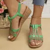 Nuevas Sandalias Planas de Pedrería Boca de Pez de Verano 2025 para Mujer, Comercio Exterior, Tallas Grandes, Zapatos de Mujer al por Mayor