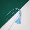 Asa de anillo de tracción de 7 cm borla de cuerda oreja texto jugar cuerda al por mayor tejida a mano DIY cordón corto con cuentas de ágata