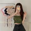Camisola Sexy con Volantes 2025 Nueva Camiseta sin Mangas de Verano Top Tubo sin Mangas de Cintura Alta Top Corto para Mujer