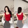 2024 Nuevo Camisola Irregular Sexy para Mujer con Almohadilla en el Pecho Interior Ajustado Adelgazante para Usar Exterior Algodón Tejido Top