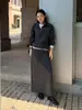 Falda Larga Recta Han Xun para Uso Informal en el Trabajo para Mujer Otoño 2026 Cintura Alta Adelgazante Elegante 27257