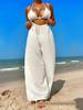 2024 Exportação Transfronteiriça Roupas Femininas Moda Amazon Casual Perna Larga Solta Tecido de Bambu Calças de Praia