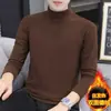 Camiseta para Hombre de Comercio Exterior Cuello Alto Forro Polar Semi-alto Cuello Manga Larga Temperatura Constante Ropa Interior Térmica Otoño e Invierno Color Sólido Camiseta Base