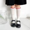 Calcetines de verano para niños grandes y pequeños de malla hueca transpirable talón recto sin talón oreja de madera flor de Haw calcetines finos de longitud media hasta la pantorrilla