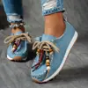 Mocasines de Lona con Cuentas Estilo Étnico Transfronterizos para Mujer Otoño Nuevo Comercio Exterior Talla Grande con Cordones Delanteros Zapatos Tipo Beanie Venta al por Mayor