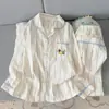 Pijama de Algodón Nube para Mujer de Primavera y Otoño, Conjunto de Manga Larga, Rayas de Dibujos Animados Lindos, Suelto Dulce Ropa de Casa, Estilo Nuevo