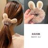 Diadema de felpa con orejas de conejo para mujer, otoño e invierno, encantadora, japonesa, goma elástica, para moño, adorno para el cabello, cubierta de cuero, cuerda para el cabello