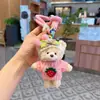 Nova Tiara de Cabelo de Cereja Fofa e Criativa, Chaveiro de Urso de Pelúcia para Carro, Boneca Suéter de Morango, Pingente de Bolsa Adorável