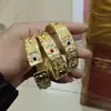 Pulsera de Flor de Peonía Tallada en Oro Nueva Popular para la Riqueza Abierta Sólida Estilo Chino Lujo Ligero Joyería de Gama Alta