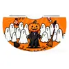 Capa de Disfraz Impresa de Halloween Hecha a Medida de Fábrica para Niños, Curiosa Capa Morada de Calabaza con Lazos para Actuación de Fiesta