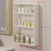 Estante de Almacenamiento para Baño Junto al Lavabo, Gabinete con Espejo de Almacenamiento Integrado para Productos de Cuidado de la Piel Montado en la Pared, Artefacto de Almacenamiento sin Perforaciones para Baño