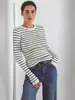 Suéter de rayas europeas y americanas 2026 Otoño Nuevo Estilo Temperamento Commute Casual Capa Base Tejido de Lana Camiseta Ropa Interior Suéter