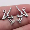 23x 24mm 1.4g prata antiga retro acessórios de joia atacado esporte música ginasta pingente