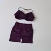 Conjunto de Yoga Sem Costura Novo DF Transfronteiriço para Mulheres, Top Esportivo e Calça Longa com Alças Finas, Conjunto de Roupa para Fitness Corrida Yoga