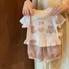 Conjunto de Verano Elegante para Niñas 2026 Nuevo Estilo para Bebés y Niños Pequeños, Conjunto de Dos Piezas con Pantalones Anti-Mosquitos de Manga Corta con Dibujos y Encaje