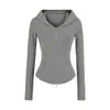 Conjunto Deportivo Casual para Yoga, Nuevo Estilo Otoño, Chaqueta con Capucha y Cremallera que Ceñe la Cintura + Pantalones Acampanados de Tiro Bajo con Cordón