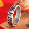 Pé de prata de personagem pé de prata 999,9 vintage relevo aberto oito tesouros budistas pulseira pé sólido de prata feminina joia étnica