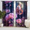 2 Piezas nuevas cortinas con patrón de mariposas rosas, suministro de fabricantes transfronterizos, sala de estar, dormitorio, cortinas de impresión digital 3D