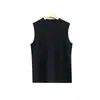Procesamiento PersonalizadoEstilo Simple y Elegante Nuevo Otoño Chaleco de Punto sin Mangas Cuello Redondo para Mujer Tejido de Lana