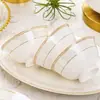 Louças de Mesa de Cerâmica Jingdezhen Conjunto de Pratos Domésticos Combinação de Pratos Porcelana Óssea Louças Leves de Luxo e Hashis Presente Atacado