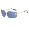 Estilo Europeo y Americano Sin Marco Cuadrado Grande Redondo Cara Adelgazante Aspecto Gama Alta Retro Marrón Gafas de Sol Femeninas Y2k Milenio Sexy Gafas de Sol