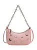 Bolso Pequeño de Cadena de Moda Francesa para Mujer, Nuevo Bolso de Hombro Plateado Versátil de Verano, Bolso Cruzado de Hombro con Mariposa