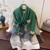 Bufanda de Moda con Bordado de Mariposas y Perlas, Estilo Nuevo 2026 para Mujer, Protección Solar y Cortavientos, Elegante Bufanda Fina de Imitación de Seda