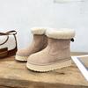 Guangzhou 2024 Nuevas Botas de Nieve de Lana de Piel de Vaca para Mujer Zapatos de Punta Redonda Engrosados Forrados de Forro Polar Cálido para Exterior Zapatos de Algodón Botines Cortos de Lana