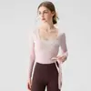 Tops de Yoga com Alças, Roupas Fitness Justas, Roupas de Treino de Dança de Manga Longa, Roupa Esportiva de Secagem Rápida para Pilates Venda por Atacado