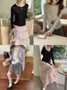 3ª Manhã Atmosfera Suave Estilo Coreano Camisa Básica Fina de Manga Longa com Bordas Franzidas Zy3977