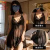 Lencería Sexy, Camisón de Malla y Encaje con Liguero Sexy, Estilo Pura Pasión, Camisón Espalda Descubierta con Lazo, Ropa de Casa 2344