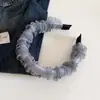Diadema de Organza Plisada de Punta Alta con Pedrería que Hace que la Cara Parezca Más Pequeña, Diadema Versátil, Antideslizante