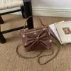 Estilo ins retro gamuza terciopelo lunares nudo de lazo bolso de mano bolso de hombro moderno bolso de cadena nuevo de moda bolso caja