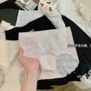 Nueva ropa interior ultrafina de cintura media con encaje de jacquard de malla sin costuras para niñas, bragas bronceadoras de seda helada de secado rápido para damas