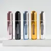 Botella dispensadora de perfume de 10 ml con recarga directa inferior, Botella rociadora autocebante, Botella de perfume de plástico con pulverizador y prensa de aluminio