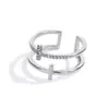 Anillo Cruzado de Doble Capa con Incrustaciones de Diamantes de Moda Europea, Americana, Japonesa y Coreana para Mujer Estilo Coreano Personalizado Moderno Anillo Abierto Brillante Joyería