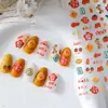 Serie de Pegatinas para Uñas Estilo Año Nuevo como Hierro, con Fuegos Artificiales Lindos en Relieve, Caracteres de la Suerte, Sobres Rojos y Pegatinas Auspiciosas para Uñas