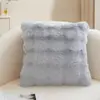Funda de almohada de felpa tipo crema con burbujas y pliegues tridimensionales, funda de cojín de pelo sintético de conejo, funda de almohada decorativa para casa de huéspedes, venta al por mayor