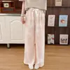 Calça de Pijama Cartoon de Algodão Nuvem Doce para Usar ao Ar Livre, Roupa de Casa Solta, Fina, Estampada, Fofa, Estilo Coreano, com Toque de Algodão
