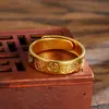 Moeda de Cobre Dourada Vietnamita Flor de Lótus Gato Fofo Anel Ajustável Yiwu Fabricante de Acessórios Fornecimento Direto Joias Estilo Chinês