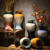 Jarrón de Cerámica Retro Estilo Chino Nuevo de Jingdezhen con Esmalte Degradado para Sala de Estar, Casa de Huéspedes, Entrada Decoración de Arreglo Floral
