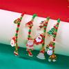 Pulsera Navideña Nueva Europea y Americana Moda Pulsera Navideña de Cuentas de Arroz para Mujer Papá Noel Muñeco de Nieve Colgante Pulsera Venta al por Mayor