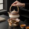 Set de Estufa de Té de Madera Estilo Japonés con Base para Tetera, Calentamiento con Vela, Estufa de Té para Exteriores, Tetera y Tazas de Té Juego Completo